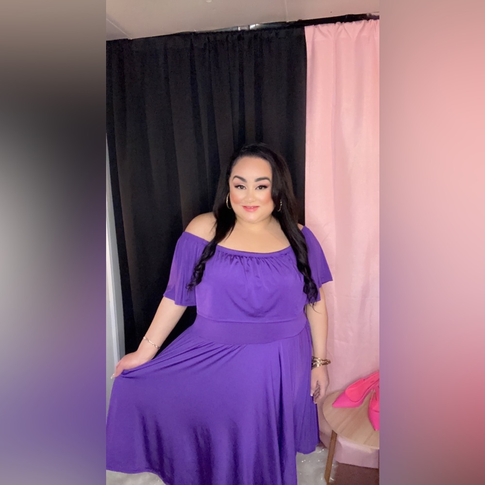 Purple off the shoulder dress plus size 3x